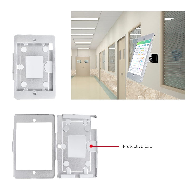 On Wall Mount Metal Bracket for iPad 10.2-Inch (9th,8th,7th Gen.),with Anti Theft Security Lock, Rotate Design,Multi Angle, Horizontal and Vertical Screen Swivel,(Silver) Silver