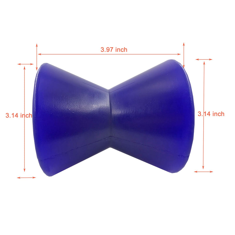 4 Inch Boat Trailer Roller Assembly Bow Stop Bell Roller with 1/2 Inch Shaft fits 4 Inch Bracket Blue