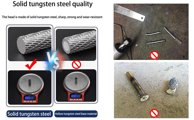 Tungsten Carbide Burr Set SA-5 Double Cut Rotary Burr File(1/2” cutter Dia X 1”Cutter Length) with 1/4'' Shank for Die Grinder Drill Bits (Pack of 5)…