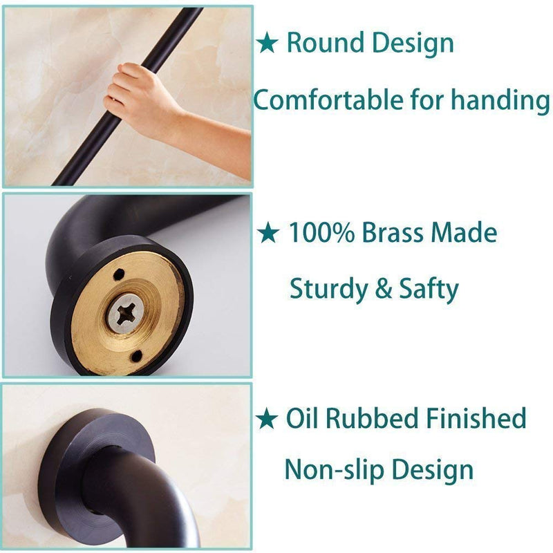 ELLO&ALLO Oil Rubbed Bronze Bathroom Shower Grab Bar, Home Care Bath Hardware (16 Inch) 16 Inch