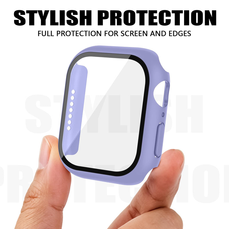 3 Pack Sport Band and Case with Screen Protector Compatible for Apple Watch 44mm 40mm, iWatch Series 4/5/6/SE(Gen 1,2,3), Soft Silicone Strap Bands Protective Cover for Women Black+Pink+Purple 44mm(Series 4/5/6/SE)