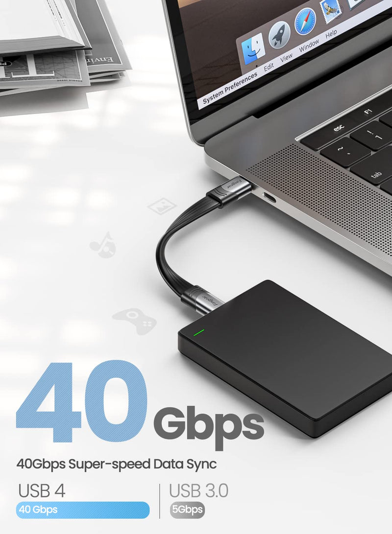 Fasgear Short USB 4 Cable 6-inch/15cm 100W 40Gbps USB C to USB C Cable with 5K@60Hz Video Output Compatible for Thunderbolt 4/3 Port MacBook Pro Mac mini External SSD Hub Docking Monitor Display eGPU