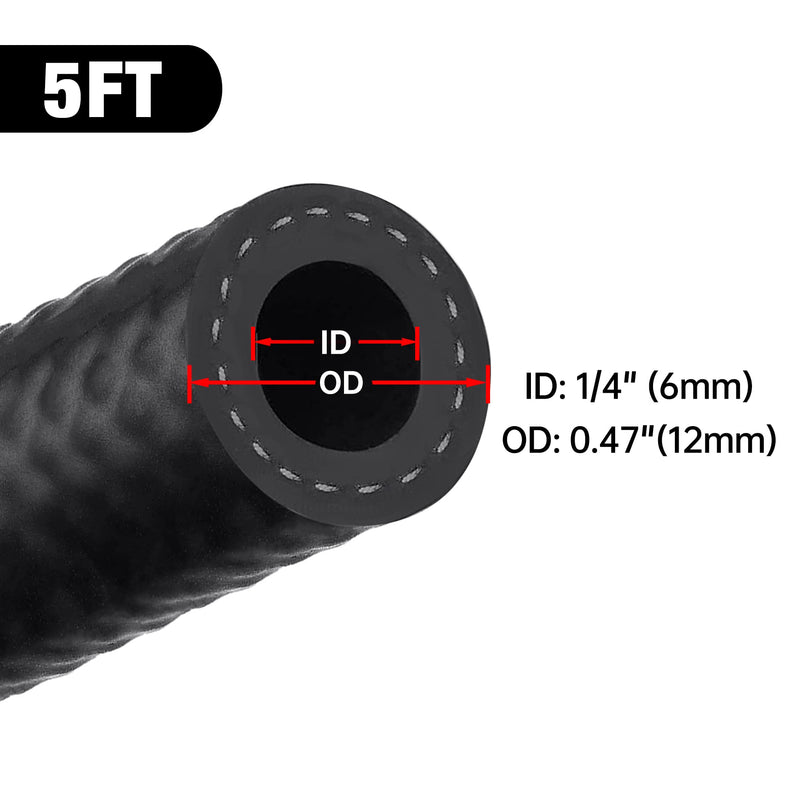 EVIL ENERGY 1/4 Fuel Hose Line Push Lock NBR Rubber SAE 30R7 5FT 300PSI 1/4Inch
