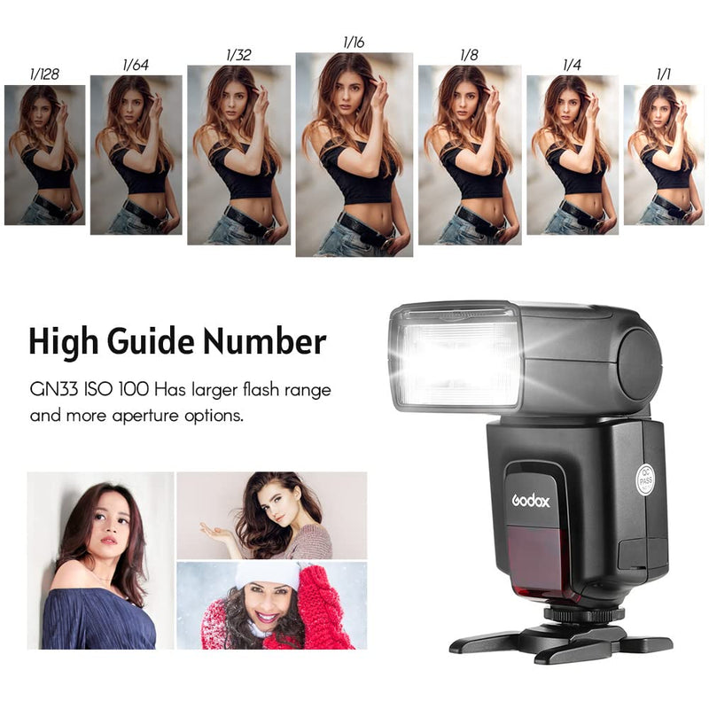 GODOX TT520ⅡUniversal On-Camera Flash Electronic Speedlite + AT-16 2.4G Wireless Trigger Transmitter Guide Number 33 S1 S2 Modes Replacement for Canon Nikon Pentax TT520 II