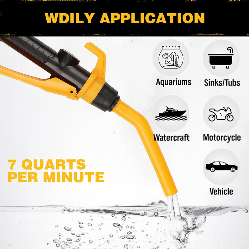 ELEAD Portable Battery Powered Pump - Electric Fuel/Water Transfer Pump 2.2 GPM, Liquid Siphon Pump with Adjustable Flow Control, Gas Pump with Filter Design, Gas Can Pump Ideal 2.2 GPM Yellow