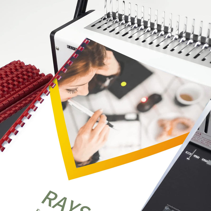 Rayson CR1912M-100 Plastic Binding Combs 1/2in. 19-Ring, 90-Sheet Capacity, Colorful Comb Binding Spines, Max. Binding Letter Size Paper, Box of 100 1/2" Letter - Available in 7 Vibrant Colors