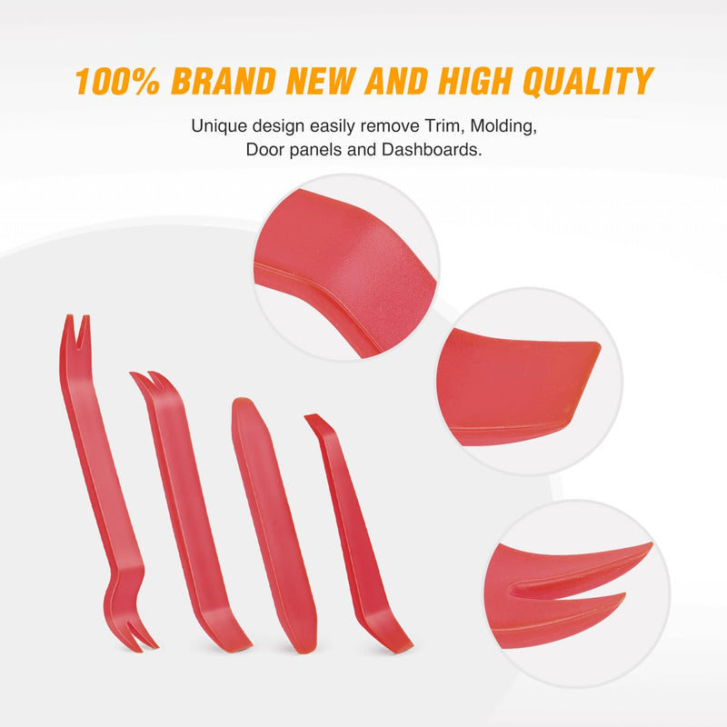 GOOACC Auto Trim Removal Tool Kit No-Scratch Tool Kit for Car Audio Dash Window Molding-4PCS (Red) Red 4PCS Trim Removal Tool