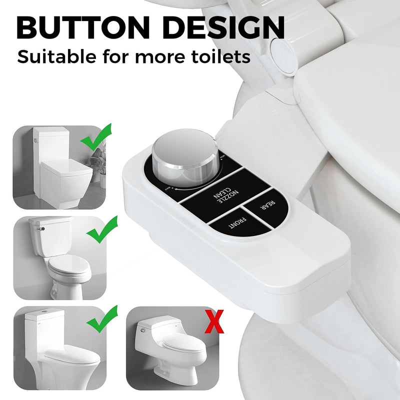 SAMODRA Non-Electric Bidet Attachment for Toilet – Self-Cleaning Dual Nozzle (Frontal & Rear Wash), Adjustable Water Pressure, Fits Most Toilets, Easy Installation (Classic Black/Silver) Classic Black/Silver