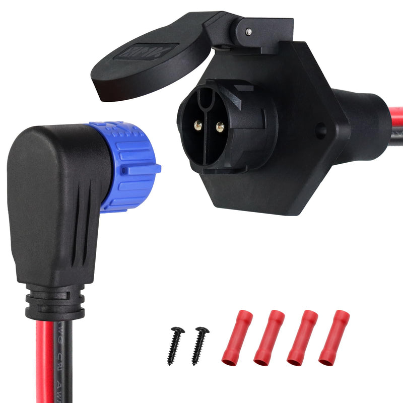 Trolling Motor Plug and Receptacle,12V/24V/26V/48V 8 Gauge 2-Wire Trolling Motor Plug for Minn Kota Marine Boat,Male&Female Quick Connector and Receptacle,Waterproof Blue,Elbow