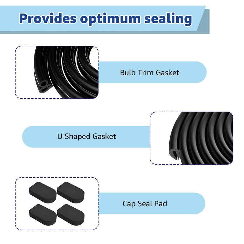 for Bilco Basement Door Seal Kit (1 x U Shaped Gasket, 1x Bulb Trim Gasket, 4 x Cap Seal Pad) - Replacement for Bilco Basement Door Weatherstrip Kit