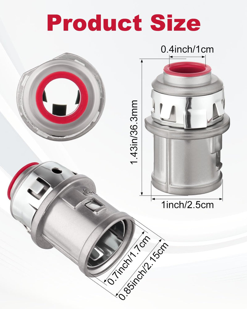 25 PCS Metal Cable connectors, 3/8" snap Conduit Connector, zinc Electrical Connector for Steel and Aluminum Cable 25 Pcs