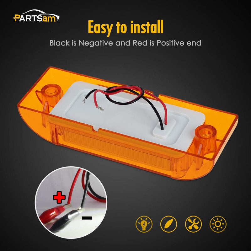 Partsam 2Pcs 6" Amber 13 LED Reflective Rectangle Side Marker Clearance Light [DOT Approved], 6x2 Turn Siganals LED Marker lights for Trailer Truck RV Camper Motorhome, 12V 2*Amber