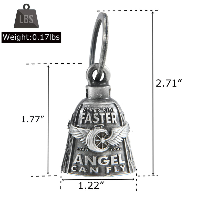 Dream Apparel Motorcycle Bells for Bikers Guardian Angel Gremlin Motorcycle Bells for Motorcycle Rider Key Chain for Luck Never Rider Faster Than Your Angel Can