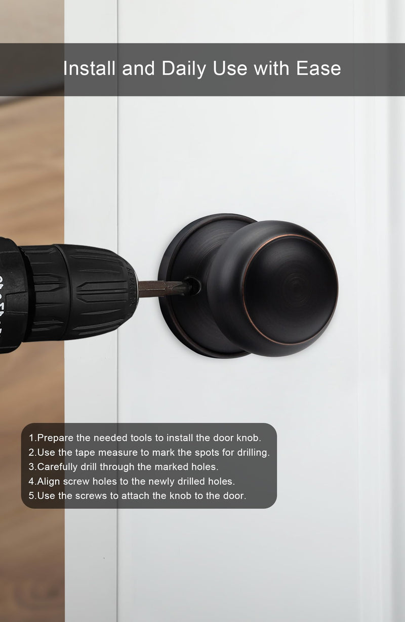 Goldenwarm 2 Pieces Oil-Rubbed Bronze Dummy Door Knobs, Inactive Half No-Turning Door Dummy Knob, Bronze Dummy Knobs for Closet Doors（1 Pack） Oil Rubbed Bronze 1