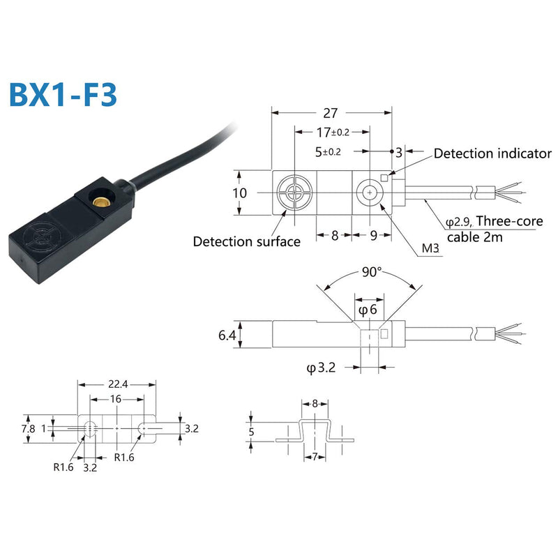 Taidacent 12~24VDC Proximity Sensor 3 Wires Metal Proximity Sensor Thin Flat Inductive Limit Switch (NPN Normally Open, F15) NPN Normally Open
