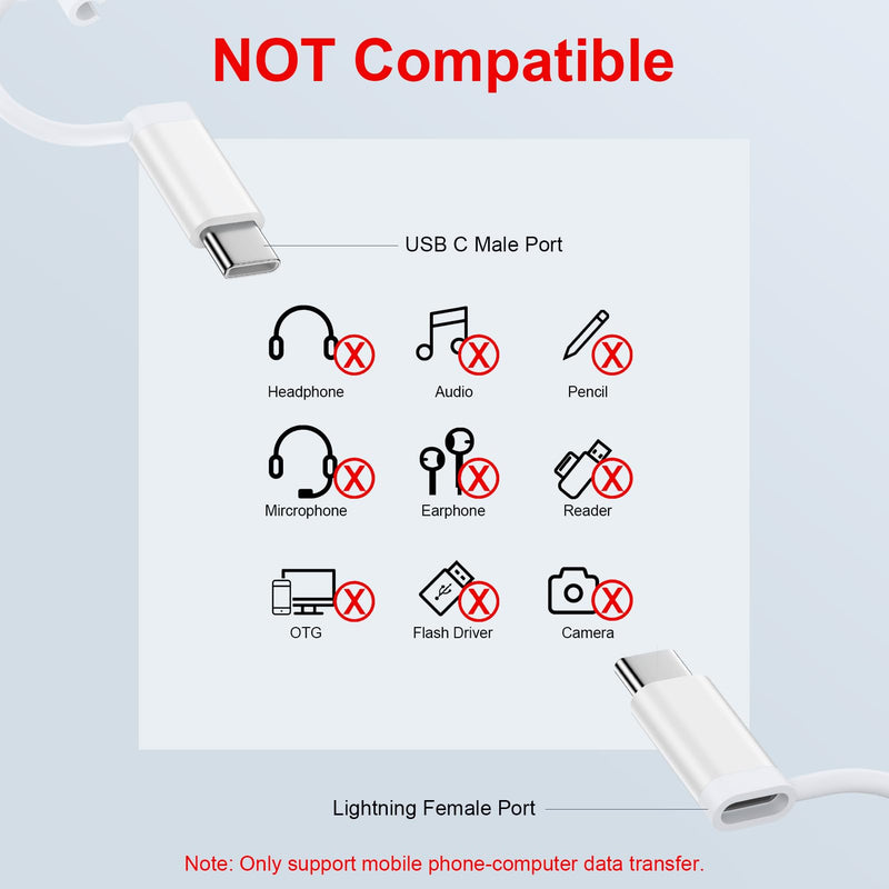 5 Pack [Apple MFi Certified] Lightning Female to USB C Male Adapter for 17e | iPhone 17e,Air,17 Pro,17 Pro Max,16,15,Lightning to USB C Adapter Fast Charging & Data Transfer,NOT for Headphone/Audio/OTG White