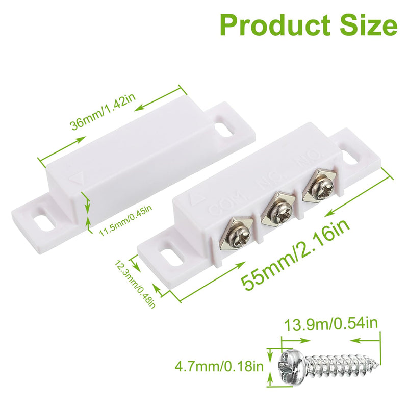 Magnetic Reed Switch Normally Open and Normally Closed NC NO Magnetic Proximity Switch for Door Alarm, Window Safety, DC 5V 12V 24V Light GPS Other Equipment Reed Switch (White, Pack of 5pcs) 5pcs-B31 5pcs-White