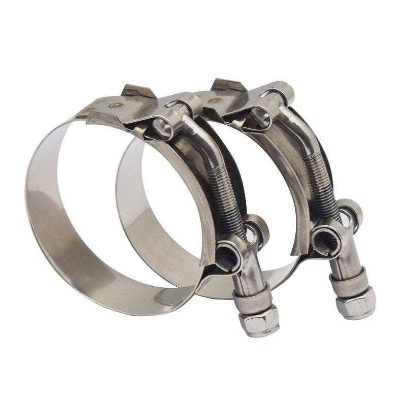 3" T Bolt Hose Clamp Stainless Steel - Working Range 81mm - 89mm for 3" Hose I.D. with 3mm - 6mm Wall Thickness, Roadformer T-bolt Hose Clamps Featured to Provide Reliable Sealing Force, 2 Pack 3" Hose Clamp 81mm - 89mm (3.19" - 3.50")