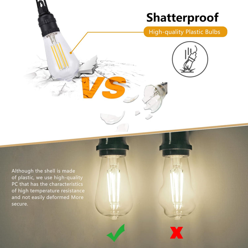 BORT ST58/ST19 Vintage LED Edison Bulbs, 6W Equivalent 60W Filament Light Bulbs, Dimmable 700LM, E26 Base LED Bulbs, Clear Plastic (Daylight White, 12 Pack) Daylight White