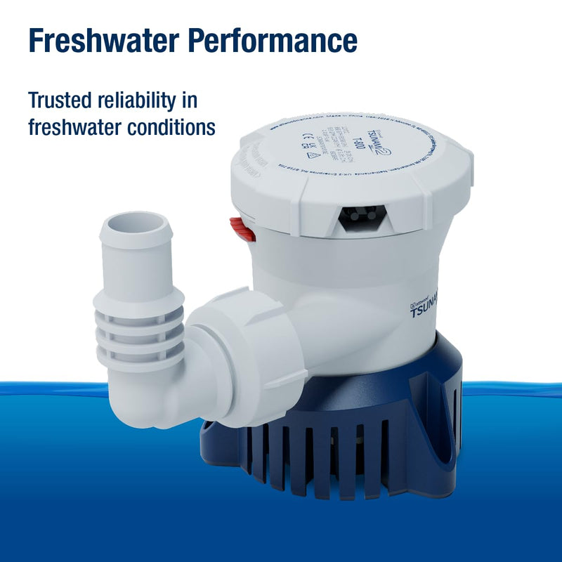 Attwood Tsunami Mk2 T800, 12V, Manual Bilge Pump, 800 GPH, with Fittings (Elbow & Straight), Direct Replacement for Attwood 4608-7 T800 - 12V, 800 GPH