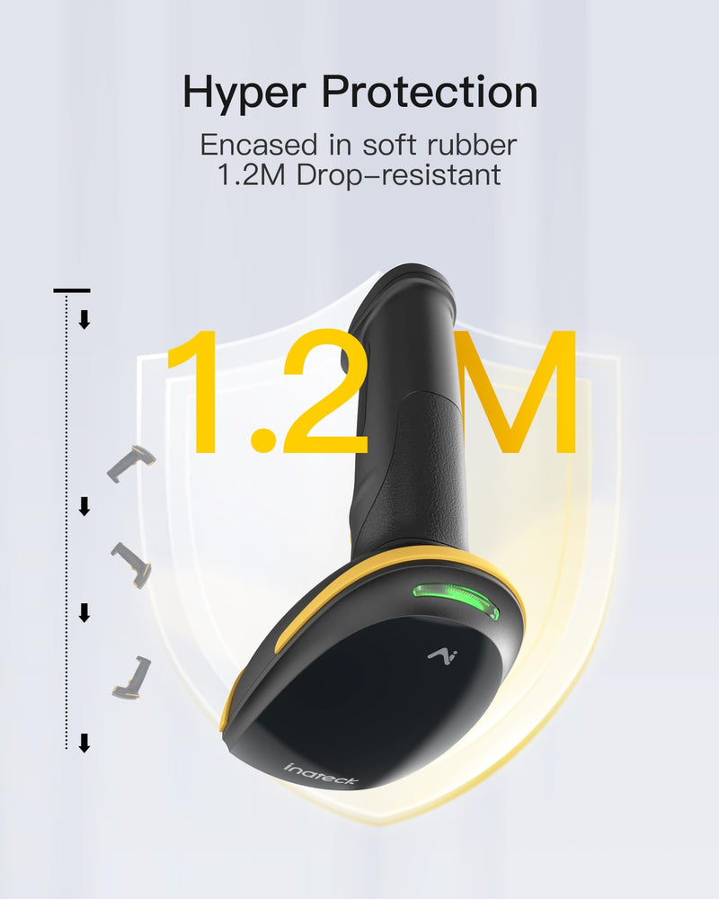 Inateck AI Barcode Scanner Bluetooth, 1D Handheld Scanner Wireless, Handheld Scanner with APP and SDK, 1 Charge 3 Months, BCST-21 AI