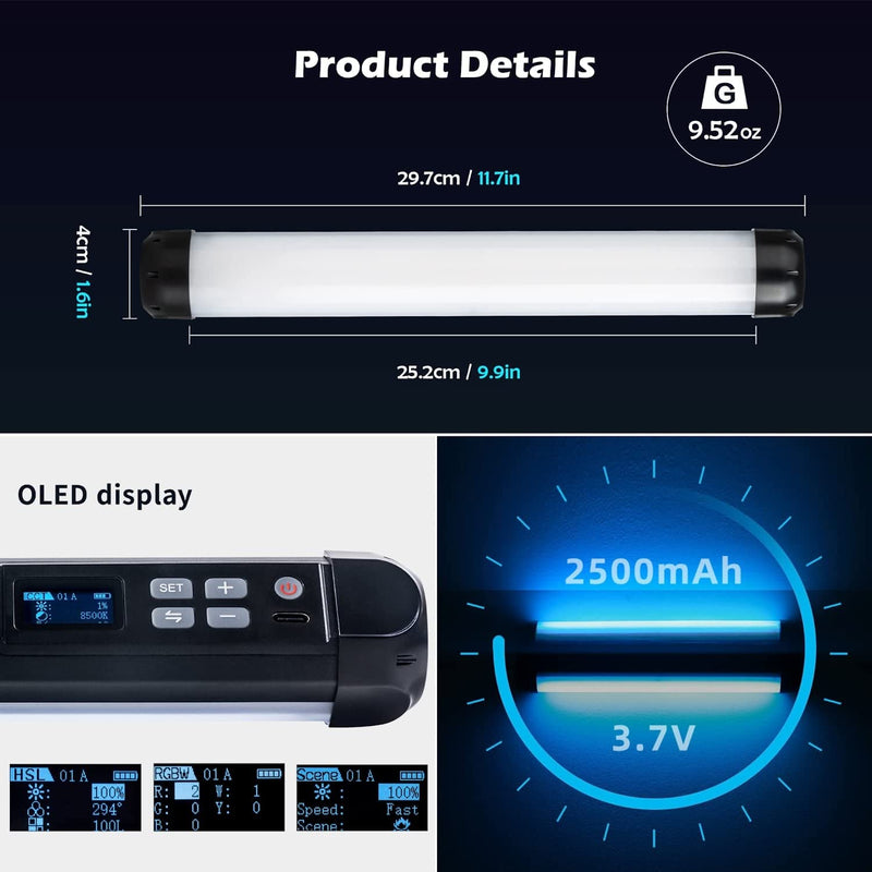 Handheld Light Wand, K21 RGB Light Stick Tube, APP Control 2500K-8500K LED Light Stick Wand for Night Light Painting Photography Video Tiktok Vlog YouTube K21 ( updated II)