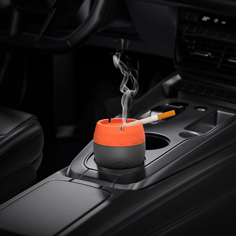 Car Silicone Ashtray,Auto Ash Tray Smokeless, Drop-Proof & Unbreakable Anti-Ash Splash Vehicle Cigarette Ashtray for Home Outside Office Car Accessories(Orange) Orange