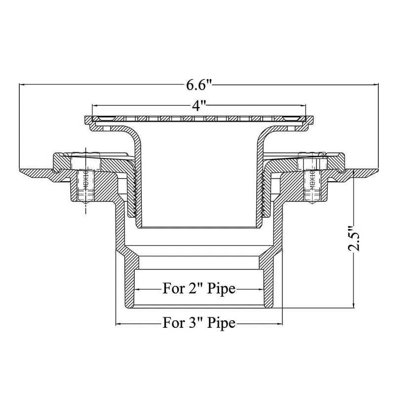 4-1/4 Square Shower Drain for Low Profile Shower Pan Nickel Brushed with Various Finish Style (Pattern1) Pattern1