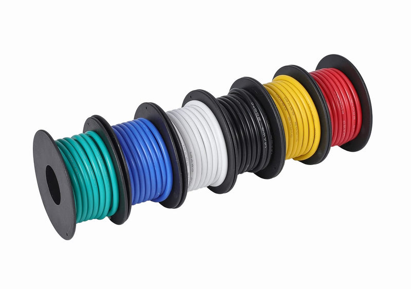 TUOFENG 14AWG Silicone Wire 13.2ft (4m) 6 Colors - Flexible Tinned Copper Stranded Wire 600V High Temp Resistant (OD:3.5mm) for Automotive, Marine, DIY Electrical Wiring 14 AWG Stranded 6 Colors 13.2 ft