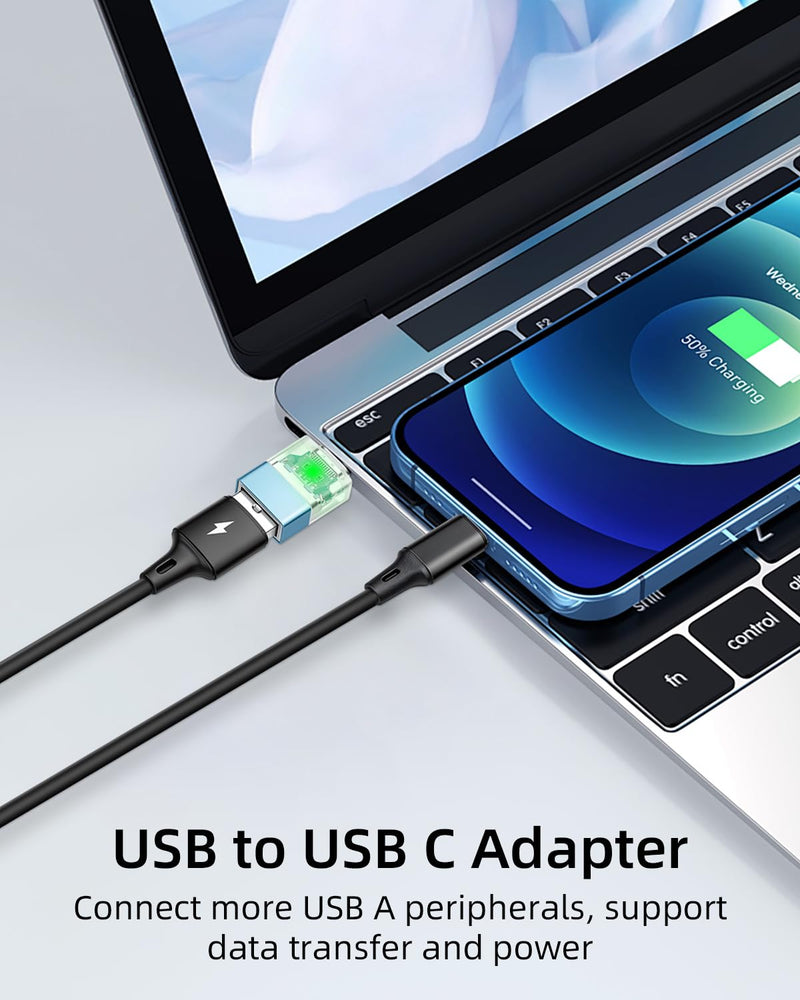 GELRHONR USB to USB C Adapter,USB 3.0 Female to Type C Male OTG Adapter with LED Indicator,Compatible with CarPlay, Smartphones, Tablets and PC,4 Pack USB F to Type C M