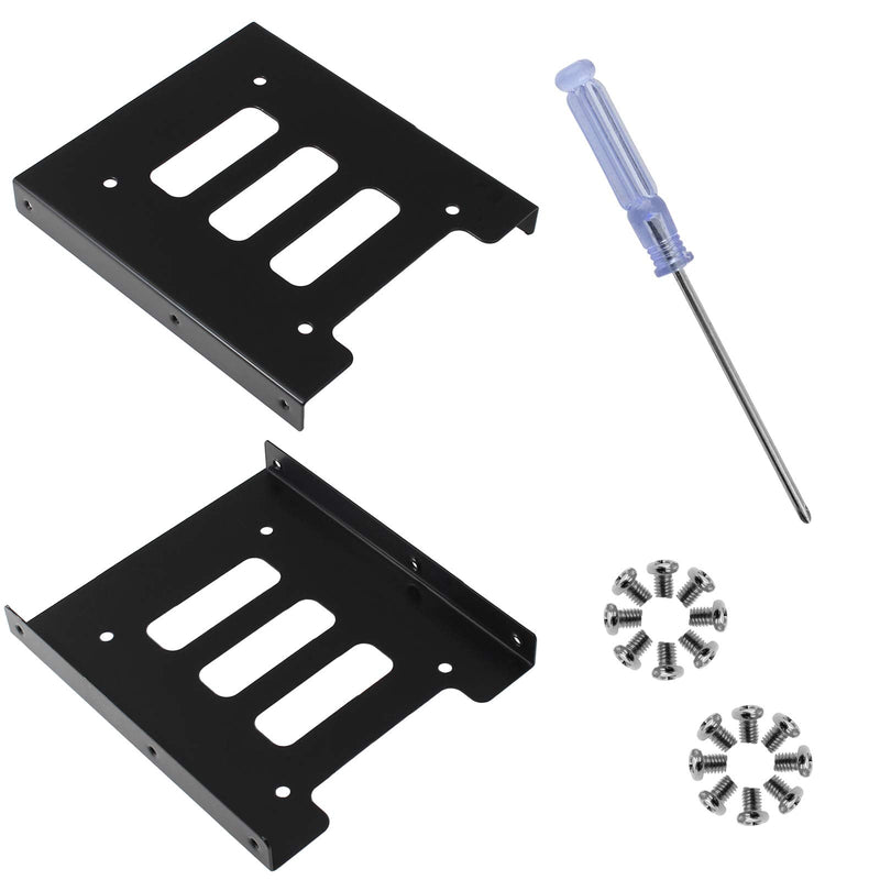 2Pcs 2.5" to 3.5" SSD HDD Hard Disk Drive Bays Holder Metal Mounting Bracket Adapter with Screws & Screwdriver for PC Pack of 2