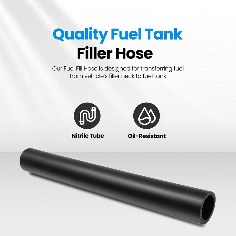 Gasoline Fuel Filler Hose with 4 Clamps - 1 1/2" ID, Reinforced Tank Hose (15 7/8" Long) straight