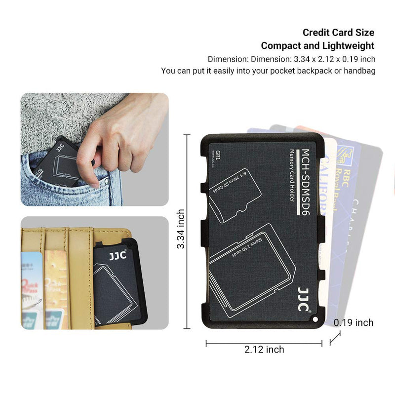 6 Slots SD Micro SD Card Case Storage Organizer, Lightweight Ultra-Thin Credit Card Size fit 2 SD SDHC SDXC Cards and 4 Micro SD TF MSD Cards 2 SD Card+4 Micro SD Card Slots