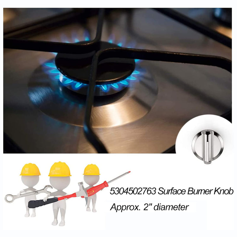 Funmit 5304502763 Range Control Knob Replacement for Frigidaire Stove Replaces PS11724147 AP5984069 EAP11724147 4279473, D Shaped Shaft with Metal Insert, Silver Plastic, 5 Pack