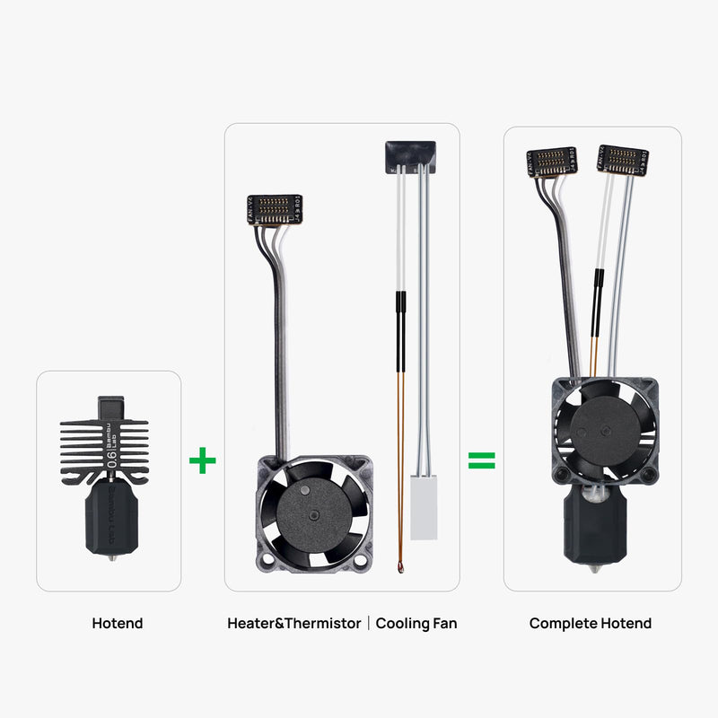 Bamboo LAB Hardened Steel Complete Hotend Kits Set with Fan for Bambu LAB P1,P1P,P1S 3D Printer 0.6MM
