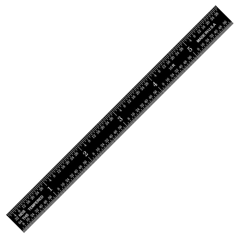 PEC Tools Stainless Steel Ruler Set (6"+12"), High-Contrast Machinist Ruler with Markings 1/32", 1/64", 1/50" and 1/100", Made in USA Black Chrome-Flexible 6"+12"