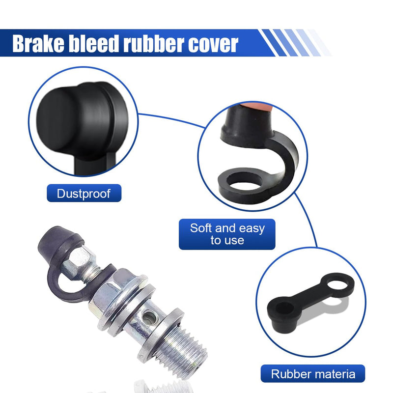 24PCS Brake Bleeder Screw Caps, Automotive Brake Bleeder Nipple Cap Rubber Zerk Covers with Keeper, Car Brake Bleeder Dust Cover Grease Fitting Caps for Motorcycle Bicycle Car Accessories 24PCS