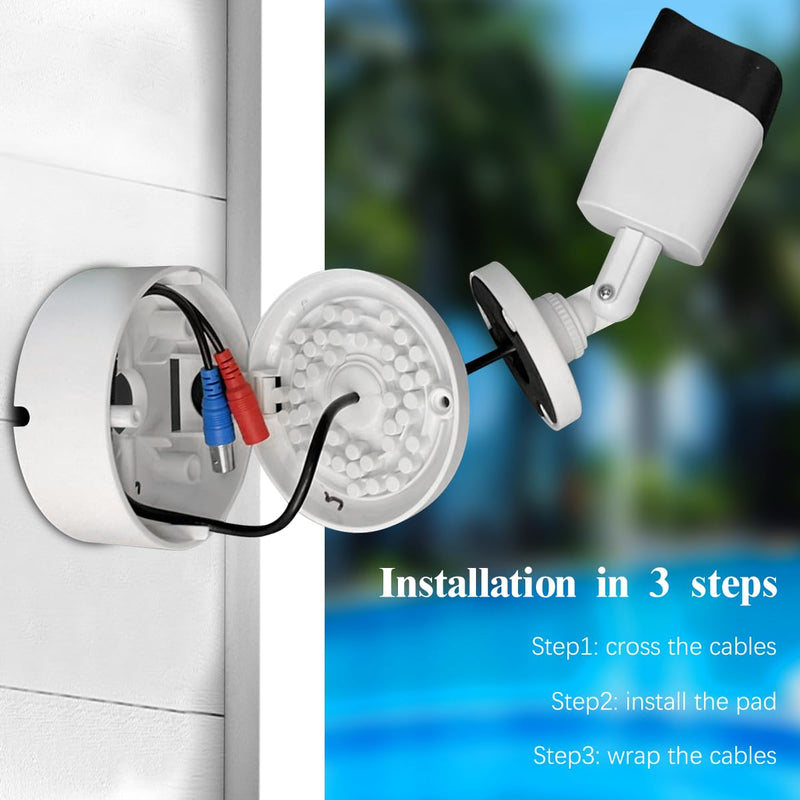 (ABS New) Security Camera Junction Box,Security Camera Bracket Outdoor,Plastic Waterproof Security Camera Mount Hide Cable Junction Box for Arlo Solar Panel Flip Cover Cable Cover White 4 Packs