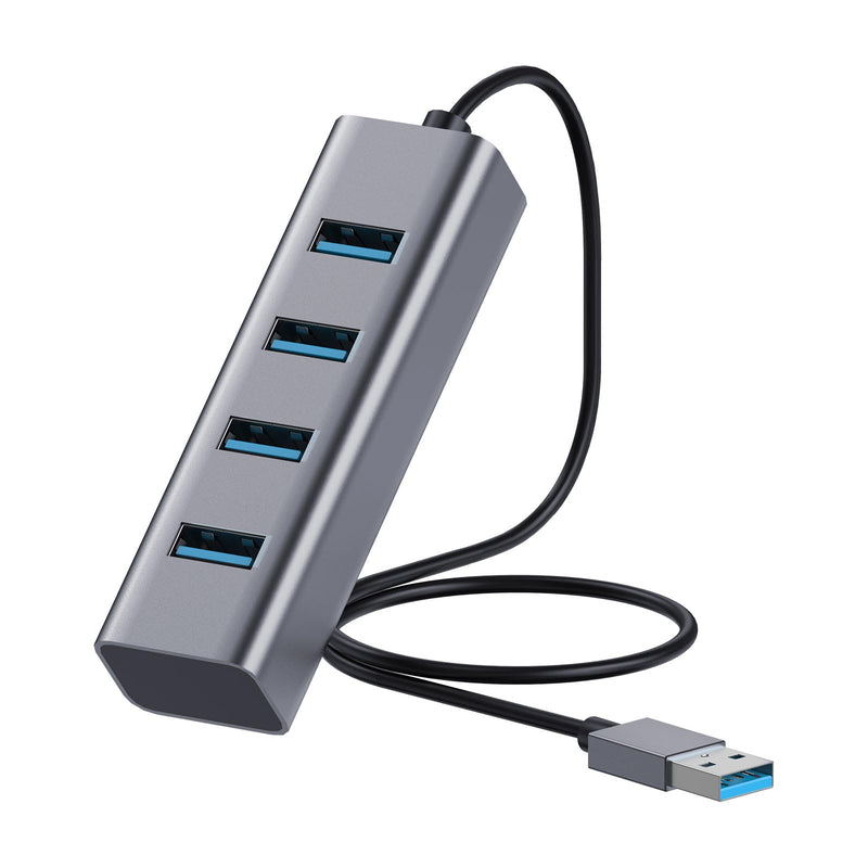 4-Port USB 3.0 Hub, Aluminum USB Splitter, 2ft Cable, 5 Gbps Data Transfer, USB Extender for Laptop, HDD, Pc, Mac, Mouse, Flash Drive, Keyborad (4-Port)