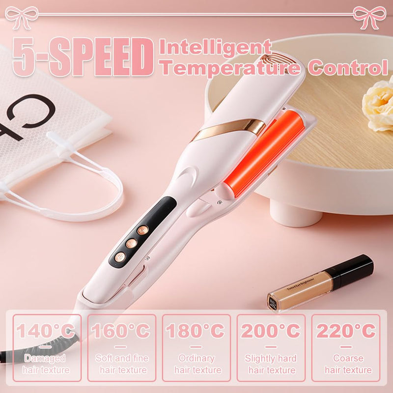  [AUSTRALIA] - 32mm French Wave Curling Iron - Hair Waver With 4 Gears Temperature Control and Fast Heating for Short and Long Hair