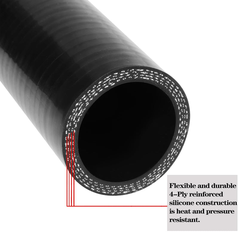 ID 1.25 inch 90 Degree Silicone Elbow Coupler Hose, 7" Leg Length Universal 4-Ply Reinforced Silicone Straight Turbo Pipe Elbow Intake Radiator Hose Black ID: 1.25"