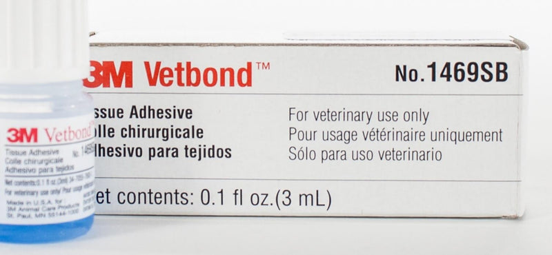 3M Vetbond Tissue Adhesive 0.1 oz (3 mL) – Fast-Acting Veterinary Wound Glue for Pets, Surgical-Grade Skin Adhesive Sealant with Blue Tint for Precise Application, Includes Reusable Applicator Tips 1-Pack