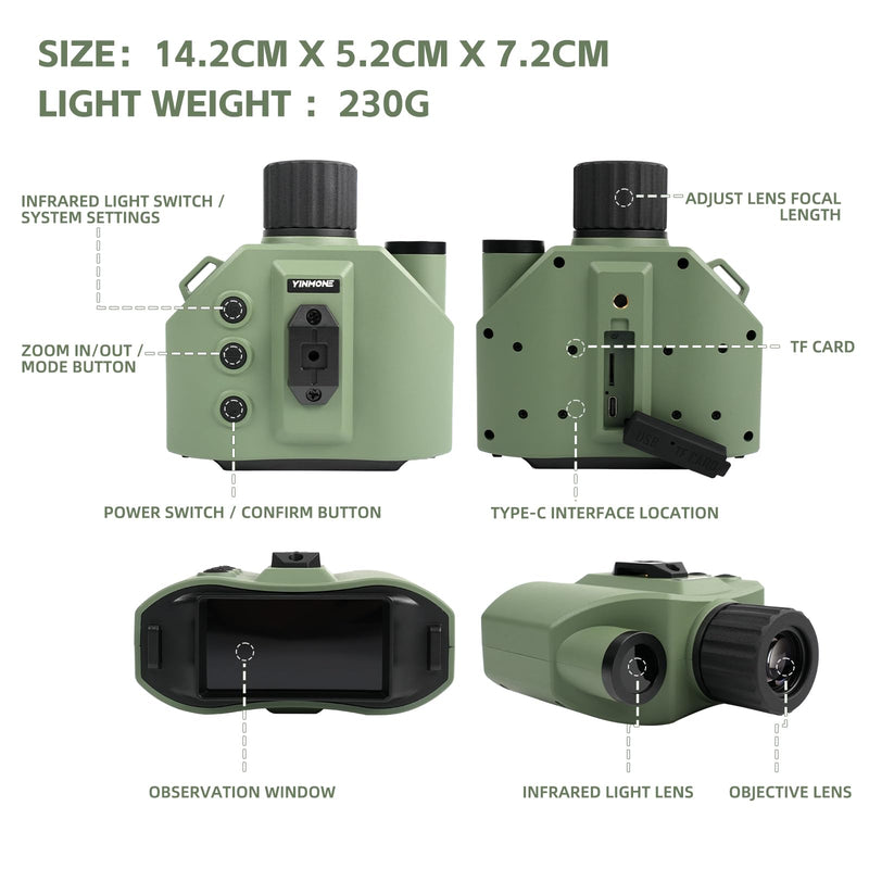 4K HD Digital Night Vision Goggles for Adults 10X Zoom Binoculars 3" LCD | 5000mAh Rechargeable Infrared NVG SD Card for Hunting Camping Fishing Hike Cool Gadgets Tactical Gear & Unique Gift for Men Green&Black