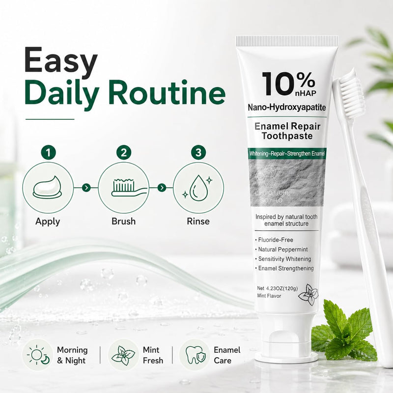 10% Hydroxyapatite Toothpaste, Nano Hydroxyapatite Toothpaste, Fluoride Free Toothpaste for Sensitive Teeth, Helps Rebuild Enamel, Remineralizing Toothpaste for Daily Use, 4 Pack
