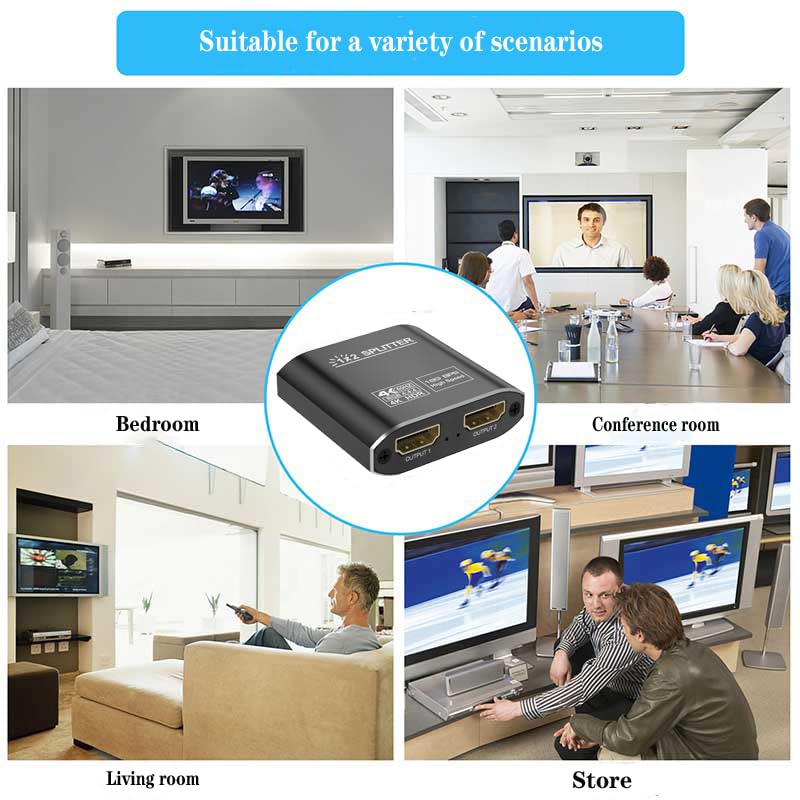 HDMI Splitter 1 in 2 Out-HDCP 2.2, 18Gbps 4K@60Hz HDR10,Splitter for Dual Monitors Support EDID Management, for Laptops/PS5/X Box/TV/Roku/PC/Monitor(1 Source to 2 Displays)