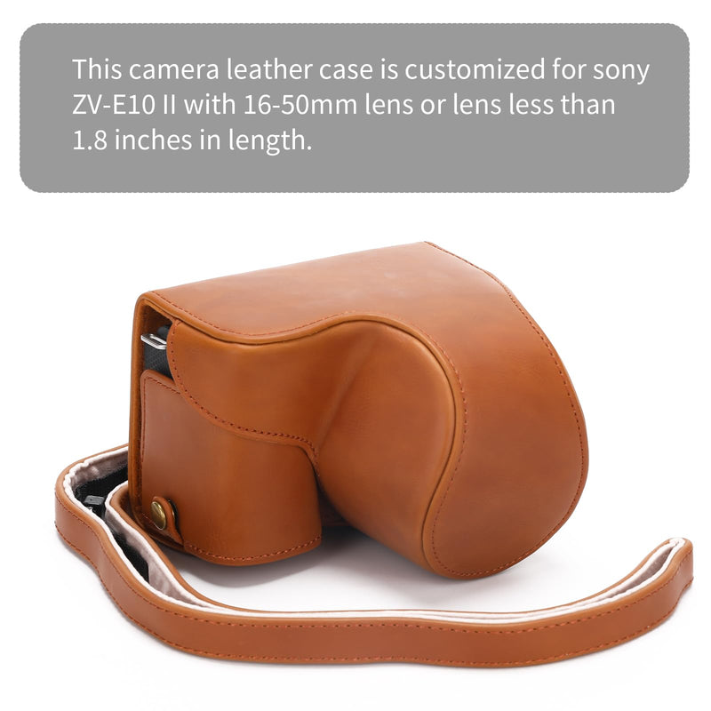 for Sony ZV-E10 II case Premium PU Full Body Leather Camera Case Bag for Sony ZV-E10 II Fit 16-50mm Lens with Camera Shoulder Strap ZV-E10 II-Brown