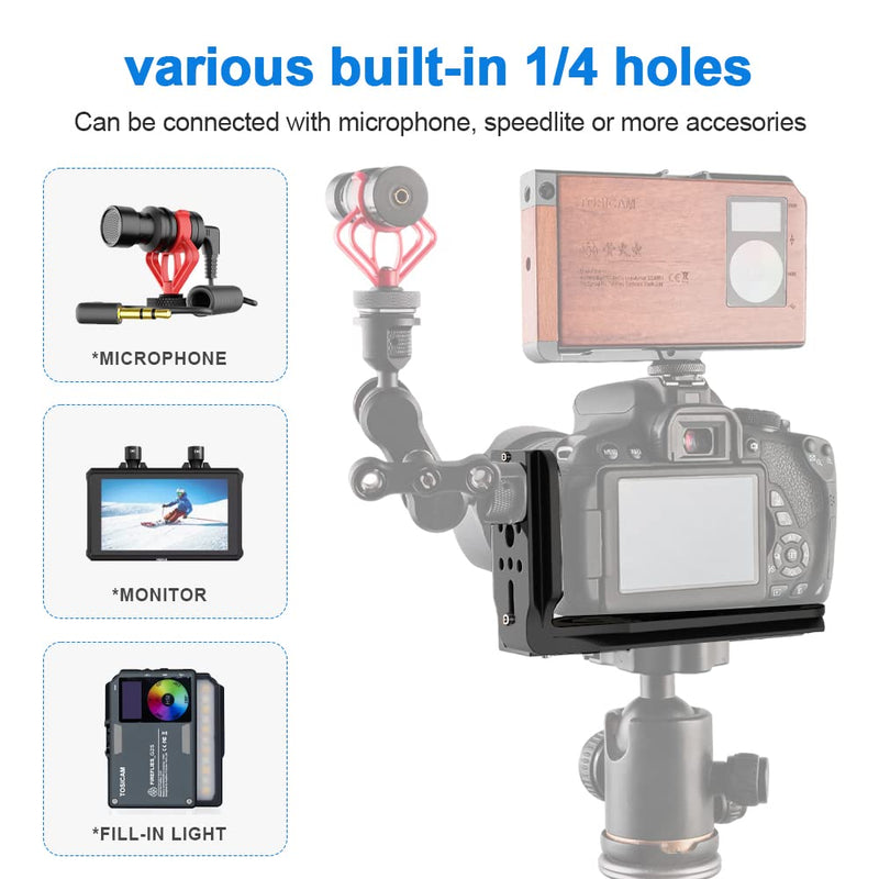 DSLR Camera L Bracket Quick Release Plate, Universal Application, Lightweight, Compatible with Canon Nikon Sony DJI Ronin Zhiyun Stabilizer Tripod Monopod Black-03
