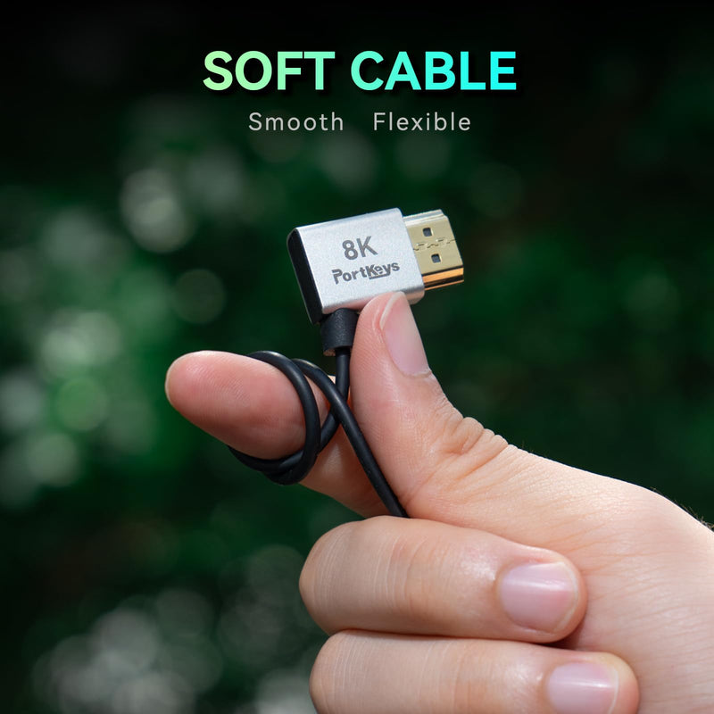Portkeys 8K Ultra Thin HDMI Cable 2.5mm Diameter, A Slim Soft Cable 48Gbps Ultra High Speed HDMI 2.1 Cord 8K@60Hz, 4K@120Hz for Monitor, PS5, Xbox, PC, HDTV (A to A, 1m+30cm) A to A
