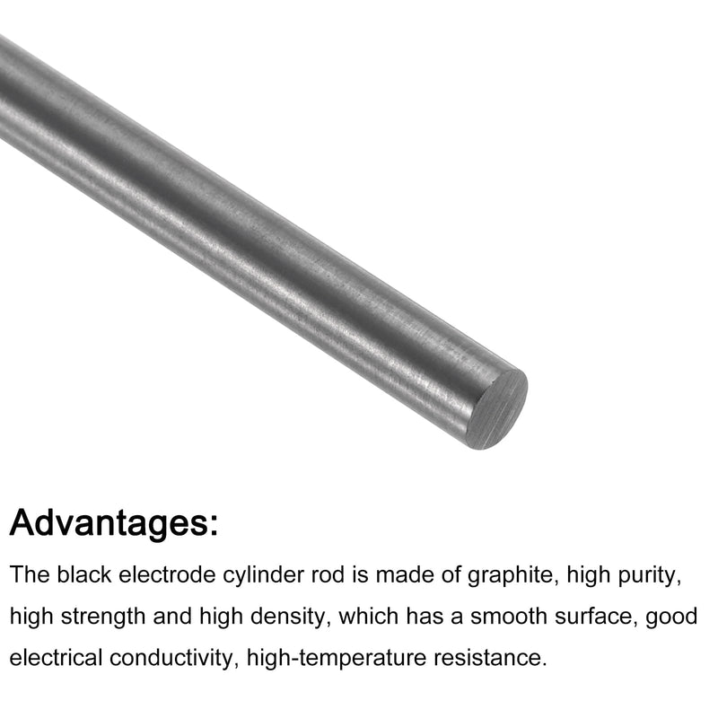 PATIKIL Graphite Rod Graphite Stirring Rod Cylinder Stick Carbon Rod 200x5mm Black for Electrode, Melting Casting, Crucibles, Pack of 5
