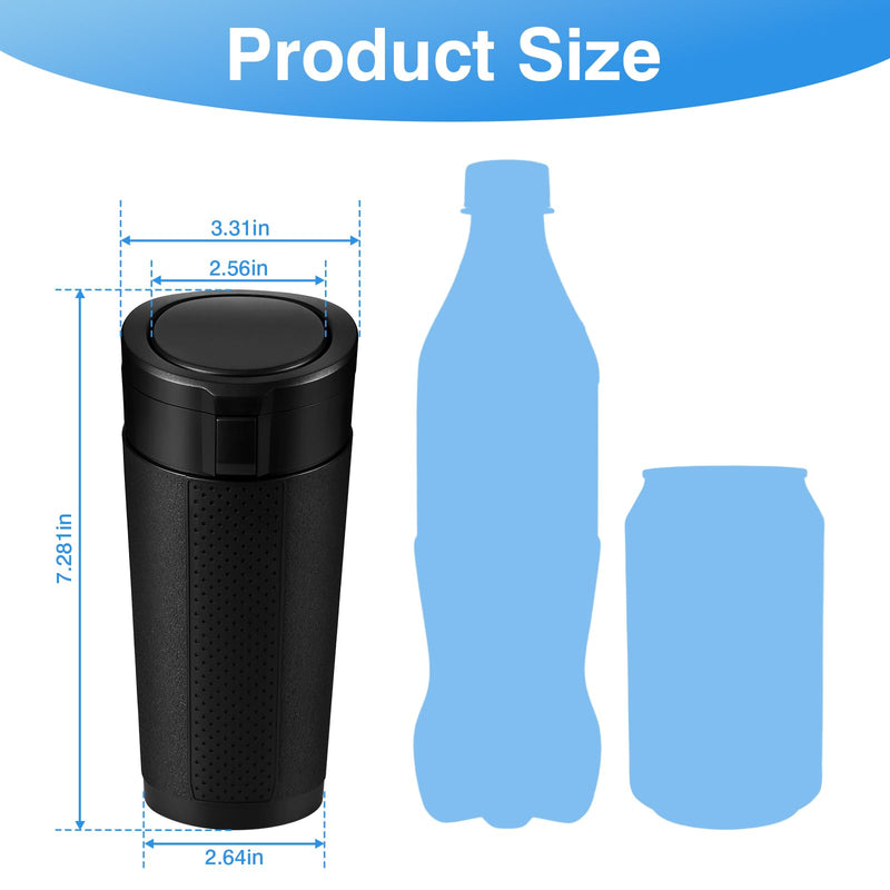 Car Trash Can Bin with Lid, 2 Packs Mini Leakproof Garbage Can for Vehicle, Cup Holder Trash Can, Small Trash Bin for Cars, Home, Bedroom, Office(Black) Black 02